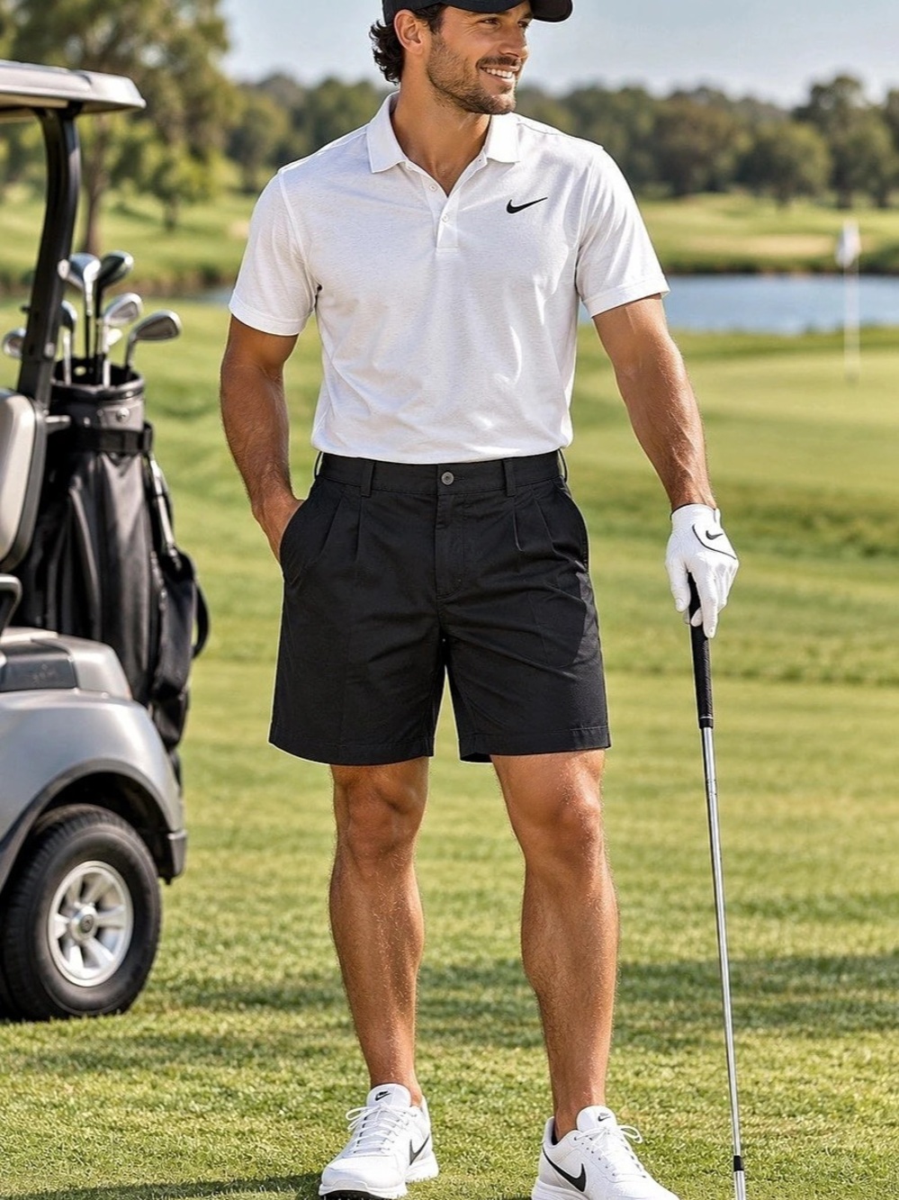 Nike Golf Men's Black Pleated Shorts Size 34 /Medium